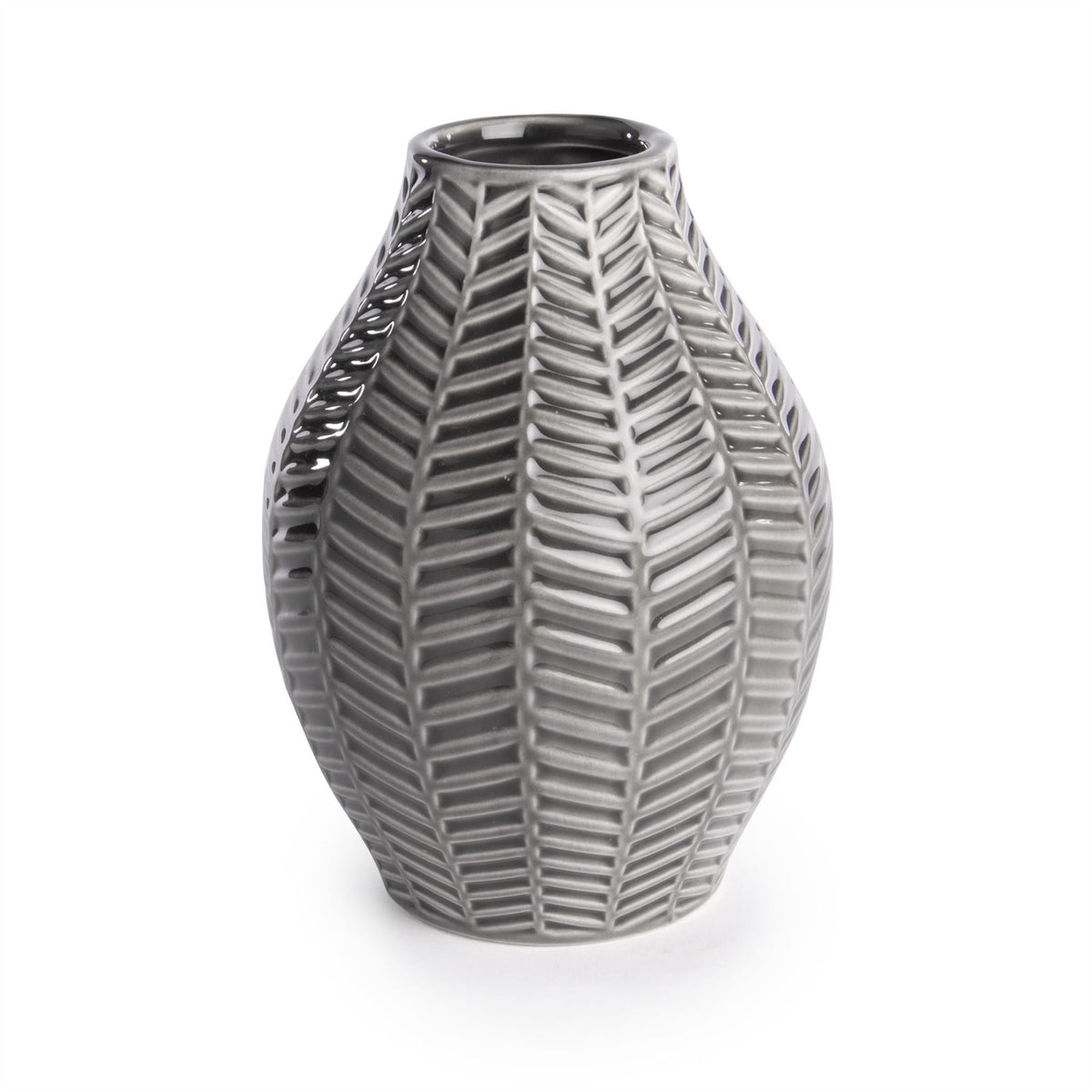 Maison & White Set of 2 Grey & White Ceramic Leaf-Inspired Vases | Small 13.7cm & Large 14.5cm | Real or Artificial Flowers | Monochrome Home Decor | Gift | 2-Year Warranty
