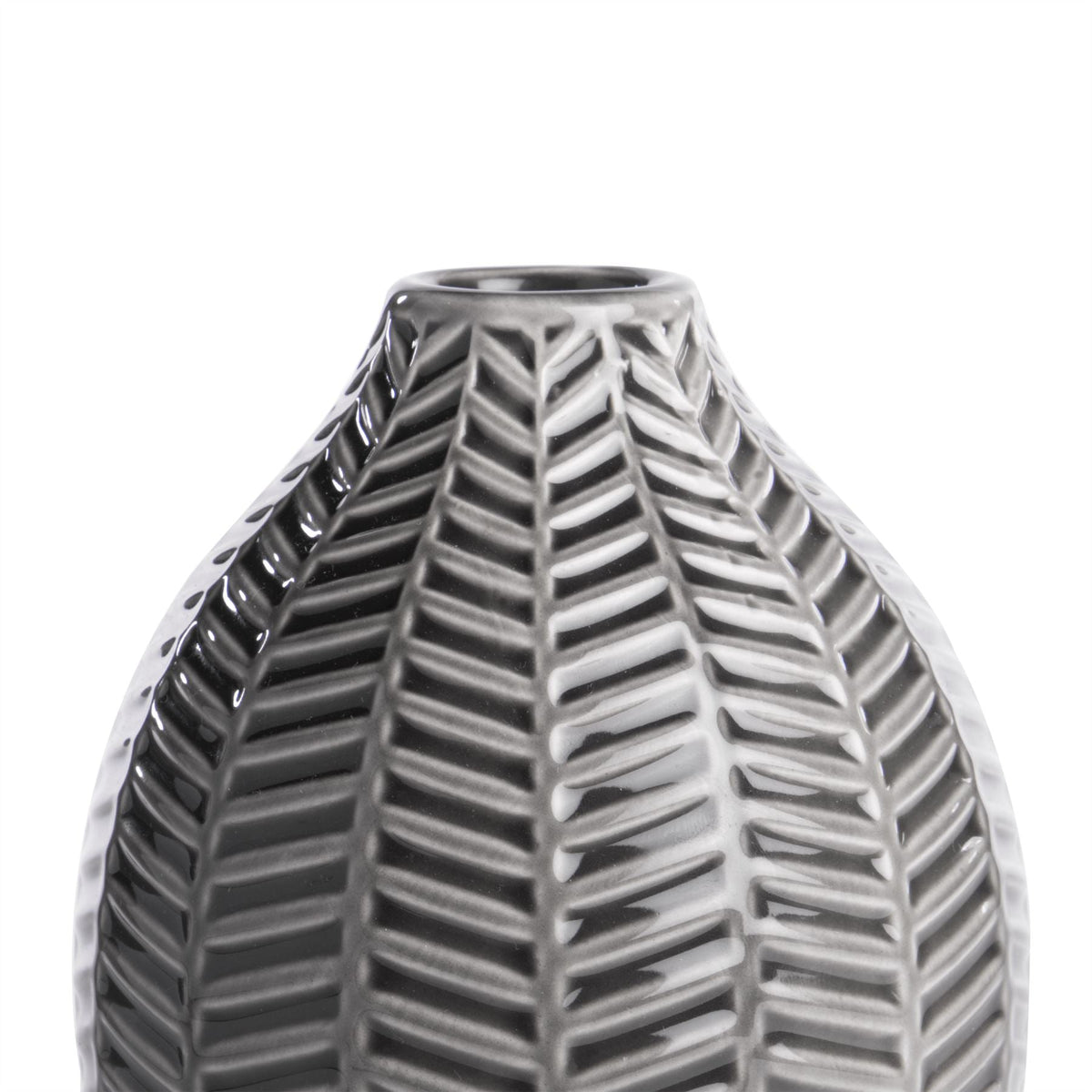 Maison & White Set of 2 Grey & White Ceramic Leaf-Inspired Vases | Small 13.7cm & Large 14.5cm | Real or Artificial Flowers | Monochrome Home Decor | Gift | 2-Year Warranty