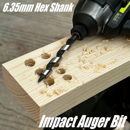 Wood Drill Bit Set with 5/6/8/10/12mm Ship Auger Design, 1/4'' Quick Change Shank, HCS for Soft & Hard Wood 