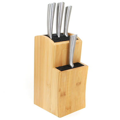 Maison & White Universal Bamboo Knife Block | Two-Tier Countertop Knife Holder | Removable Fibre Rod Inserts | Natural Bamboo Storage
