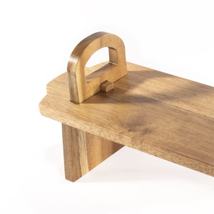 Maison & White Acacia Wood Raised Serving Platter | 17x15x52cm | Plant Oil Coated | Built-In Handles | Flat-Pack Storage | Suits Cheese Charcuterie Cakes | Assembly Required | 2-Year Warranty