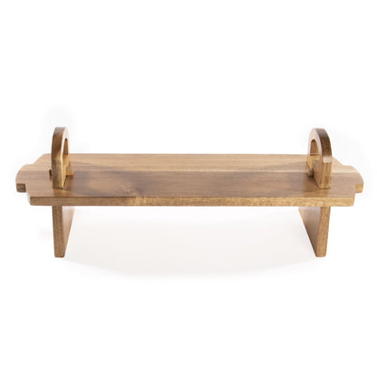 Maison & White Acacia Wood Raised Serving Platter | 17x15x52cm | Plant Oil Coated | Built-In Handles | Flat-Pack Storage | Suits Cheese Charcuterie Cakes | Assembly Required | 2-Year Warranty