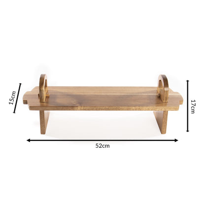 Maison & White Acacia Wood Raised Serving Platter | 17x15x52cm | Plant Oil Coated | Built-In Handles | Flat-Pack Storage | Suits Cheese Charcuterie Cakes | Assembly Required | 2-Year Warranty