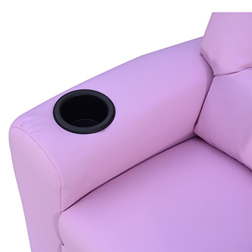 Kids Children's Faux Leather Comfy Recliner Armchair With Cup Holder Blue / Pink