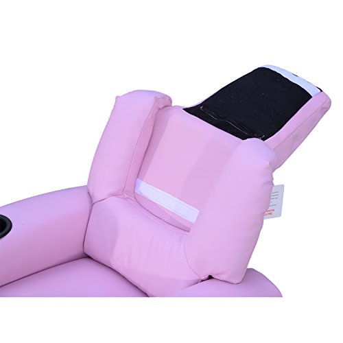 Kids Children's Faux Leather Comfy Recliner Armchair With Cup Holder Blue / Pink