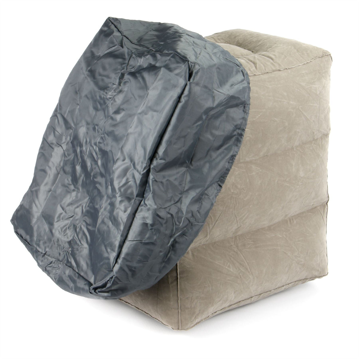 Pukkr Inflatable Foot Travel Pillow with Drawstring Cover & Carry Bag | Soft-Touch PVC | Fills Seat Gap on Planes Buses Cars | Kids Toddlers Adults | 40x30x49cm Inflated | 400g | 2-Year Warranty