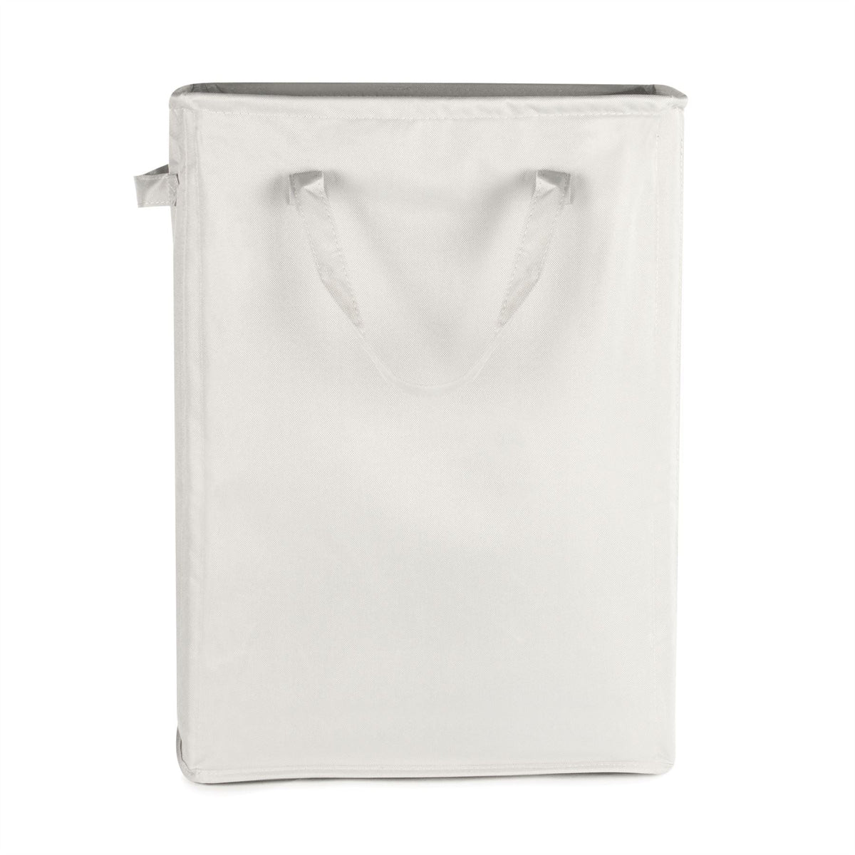 Maison & White 45L Slim White Laundry Basket with Handles | 600D Polyester | Fibre Rod Structure | Folds Flat | 53.3x38.6x21.6cm | Side Handles | Space-Saving | 2-Year Warranty