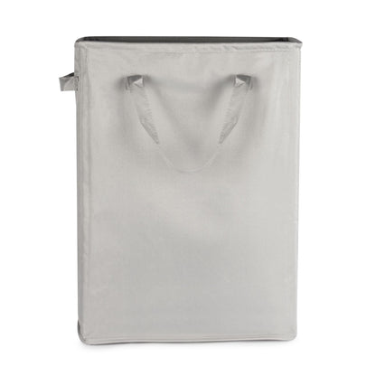 Maison & White 45L Slim Laundry Basket | Grey | 600D Polyester | 53.3x38.6x21.6cm | Fibre Rod Frame | Side Handles | Folds Flat | Suits Laundry & Toy Storage | 2-Year Warranty