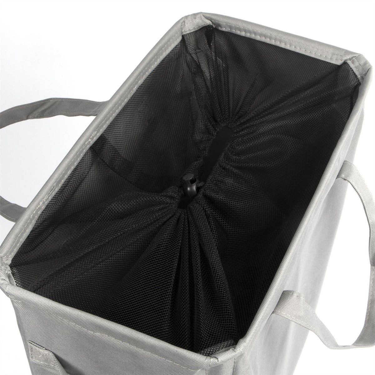 Maison & White 45L Slim Laundry Basket | Grey | 600D Polyester | 53.3x38.6x21.6cm | Fibre Rod Frame | Side Handles | Folds Flat | Suits Laundry & Toy Storage | 2-Year Warranty