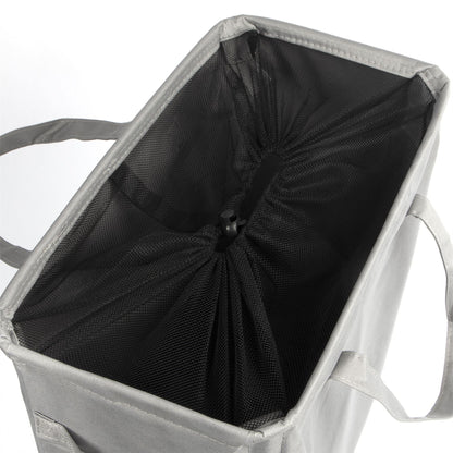 Maison & White 45L Slim Laundry Basket | Grey | 600D Polyester | 53.3x38.6x21.6cm | Fibre Rod Frame | Side Handles | Folds Flat | Suits Laundry & Toy Storage | 2-Year Warranty