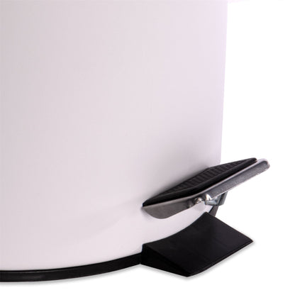 Maison & White 5L Bathroom Bin with Bamboo Lid | Matt White Steel | Foot Pedal | Soft-Close Lid | Removable Inner Basket | Fingerprint Resistant | 27.5x20.5x20.5cm | 2-Year Warranty