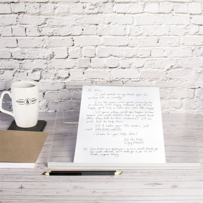 Pukkr Clear Acrylic Writing Slope | 20-Degree Angle | 33x35x11.5cm | 5mm Thick Frame | Pen Holder | Anti-Slip Feet | Posture Dyslexia Hypermobility Support | Reading Writing Study | 2-Year Warranty
