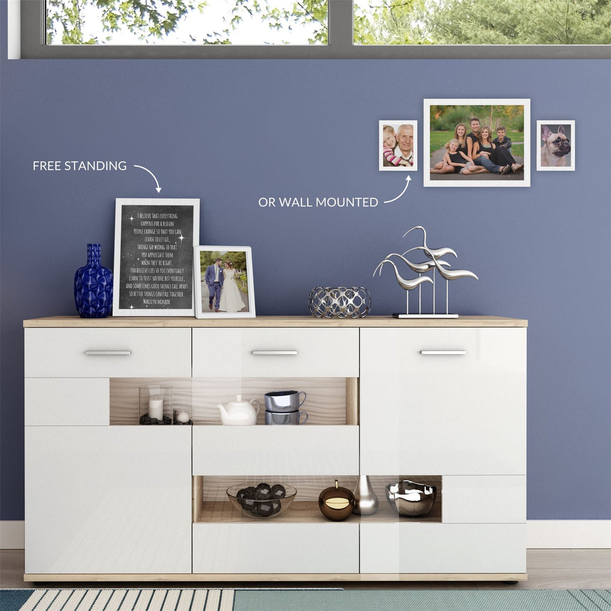 Maison & White Set of 10 Assorted White Photo Frames | E1 Fiberboard | 3 Sizes | Wall Mount or Freestanding | Portrait & Landscape | Perspex Cover | 2-Year Warranty