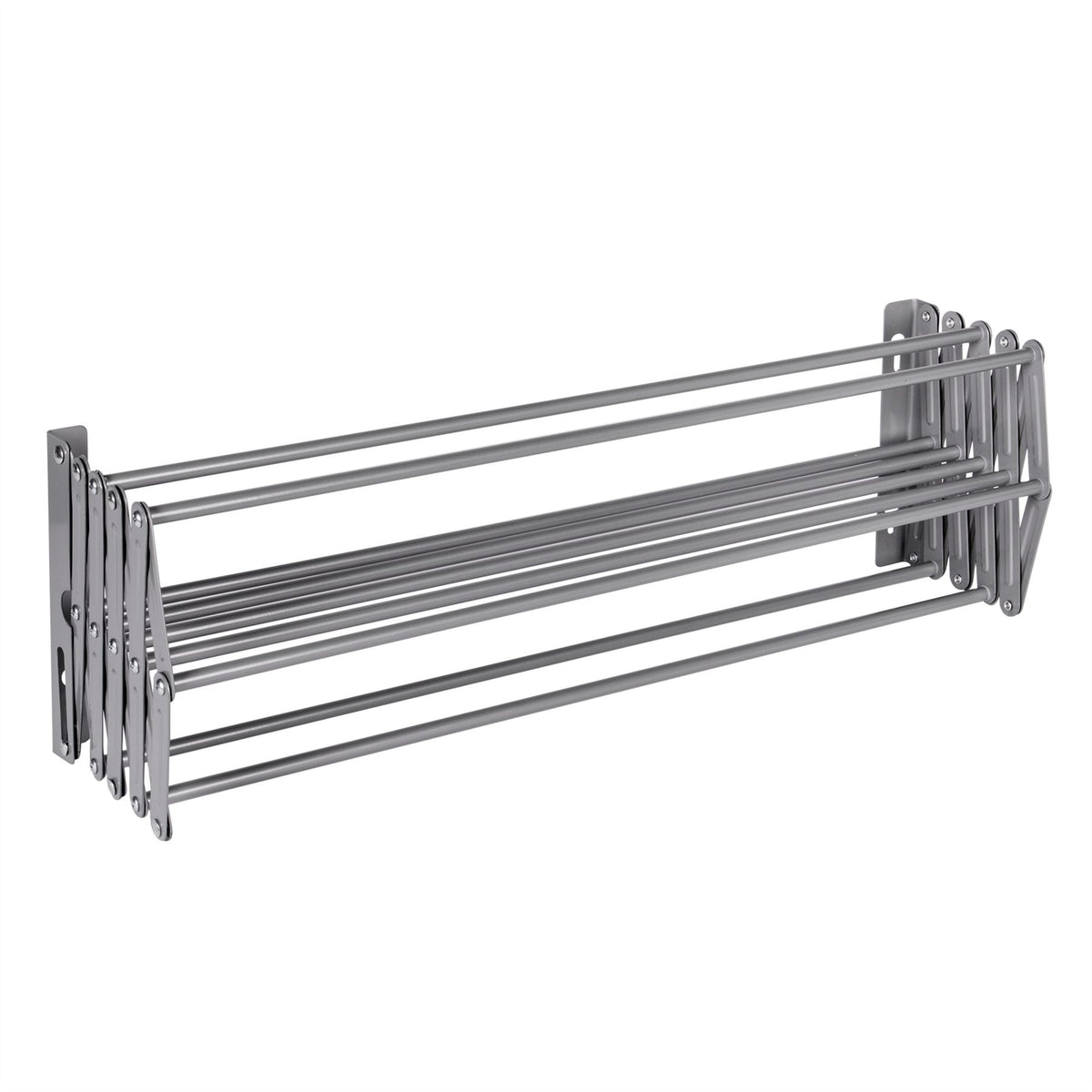 Pukkr Wall Mounted Extendable Clothes Airer | Grey Powder-Coated Steel | 9 Drying Rails | 60cm Wide, Retractable 11.5–62cm