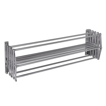 Pukkr Wall Mounted Extendable Clothes Airer | Grey Powder-Coated Steel | 9 Drying Rails | 60cm Wide, Retractable 11.5–62cm
