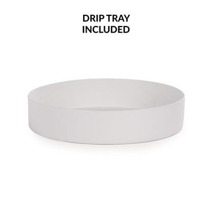Maison & White Round White Metal Umbrella Stand | Powder-Coated Iron | Laser-Cut Design | Removable Drip Tray | 4 Hooks | 49.2x21cm | Rust Resistant | 2-Year Warranty