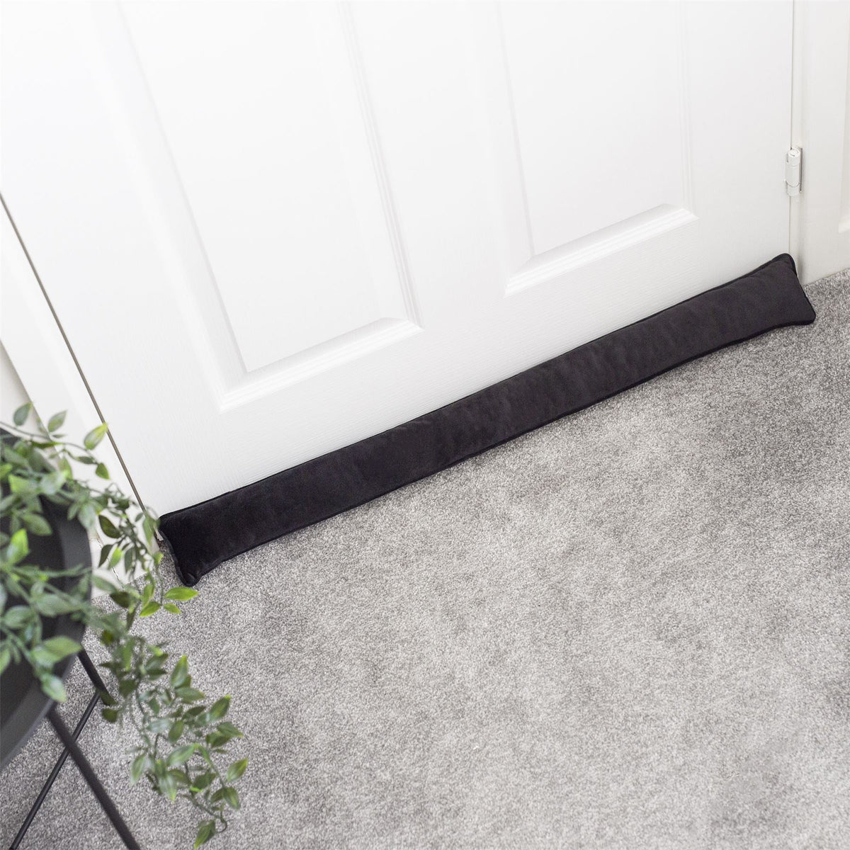 Pukkr Draught Excluders Set of 2 Black | Microfibre | 84cm Long | Fits Doors & Windows | No Assembly | Energy Saving | Reduces Heat Loss | 2-Year Warranty