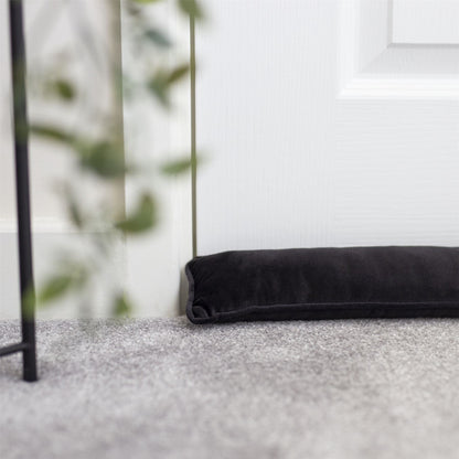 Pukkr Draught Excluders Set of 2 Black | Microfibre | 84cm Long | Fits Doors & Windows | No Assembly | Energy Saving | Reduces Heat Loss | 2-Year Warranty