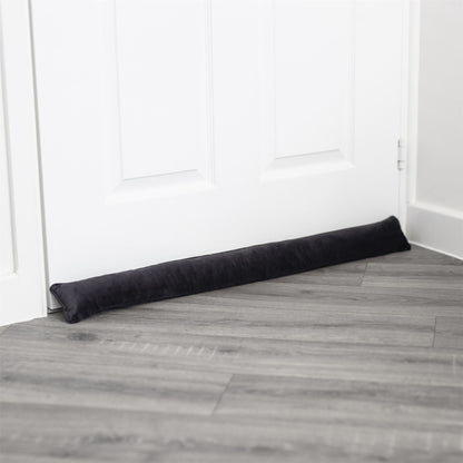 Pukkr Draught Excluders Set of 2 Black | Microfibre | 84cm Long | Fits Doors & Windows | No Assembly | Energy Saving | Reduces Heat Loss | 2-Year Warranty