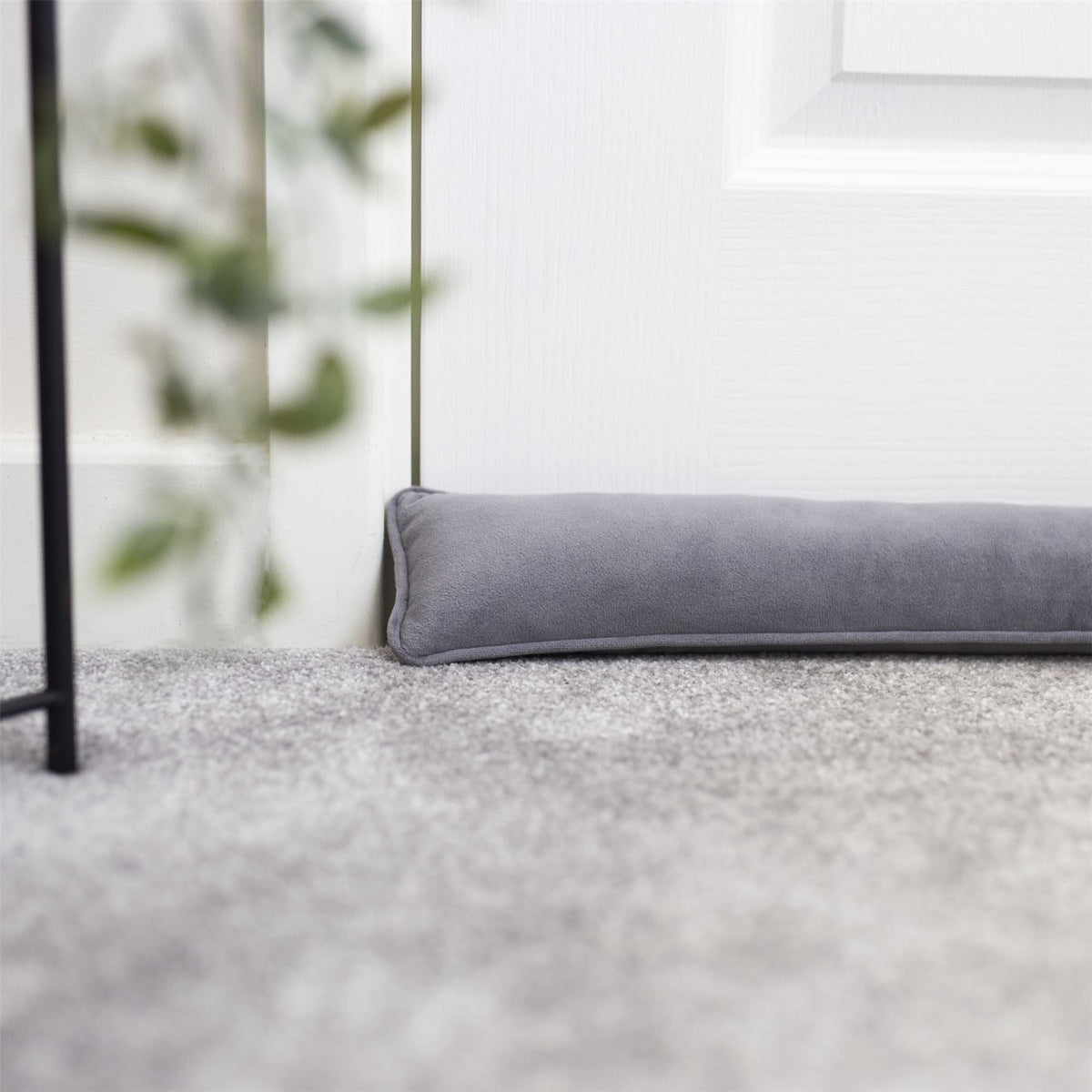 Pukkr Draught Excluders | Set of 2 | Grey Microfibre | 84x5x5cm Each | Door Bottom Window Sill Floor Gap | No Assembly | Energy-Saving Heat Retention | 2-Year Warranty