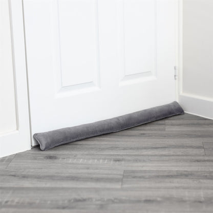Pukkr Draught Excluders | Set of 2 | Grey Microfibre | 84x5x5cm Each | Door Bottom Window Sill Floor Gap | No Assembly | Energy-Saving Heat Retention | 2-Year Warranty