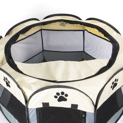 Portable Pop-Up Pet Playpen | 8-Panel | Zip Door | Removable Top | 600D Oxford Cloth & Mesh | 45x66cm Open | Folds Flat | Carry Bag | Indoor & Outdoor