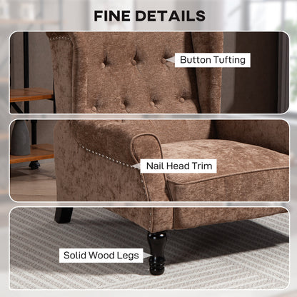 Retro Vintage Style 150° Reclining Armchair, with footrest - Brown / Dark Green / Beige