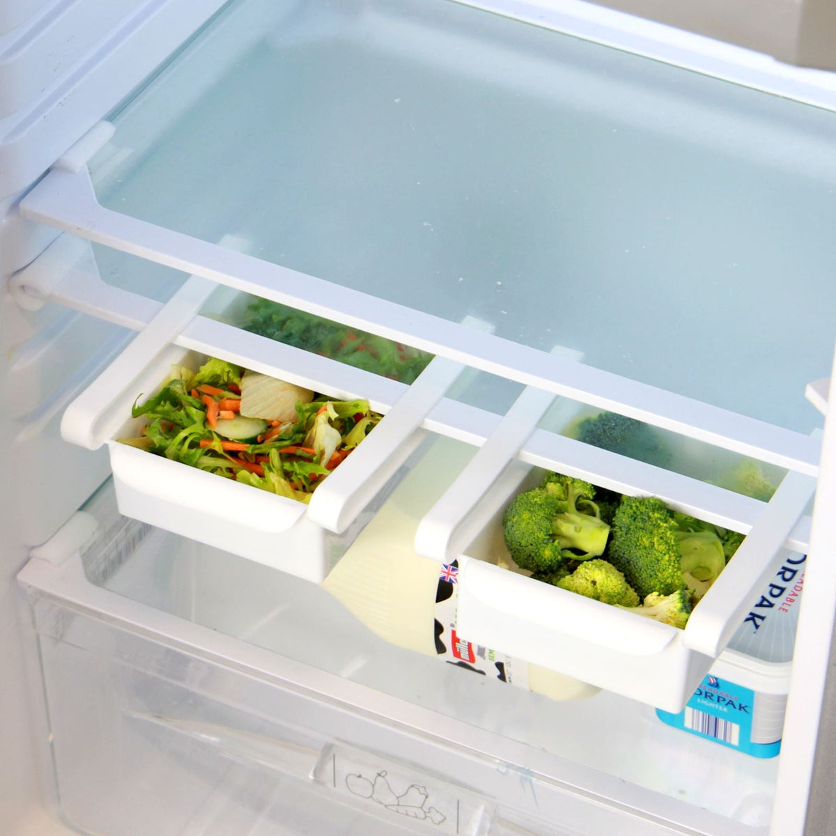 Pukkr Fridge Storage Drawers | Pack of 4 | BPA-Free Plastic | 16x15x7cm | Adjustable Arms | Drainage Holes | Hand Wash | 2-Year Warranty