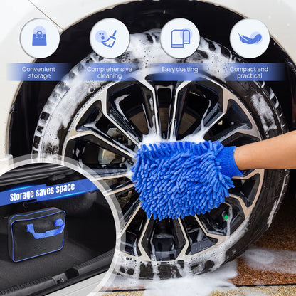 29 Piece Car Detailing Kit, Car Cleaning Kit For Cleaning Wheels, Interior, Exterior, Leather, Dashboard, Vents, Blue
