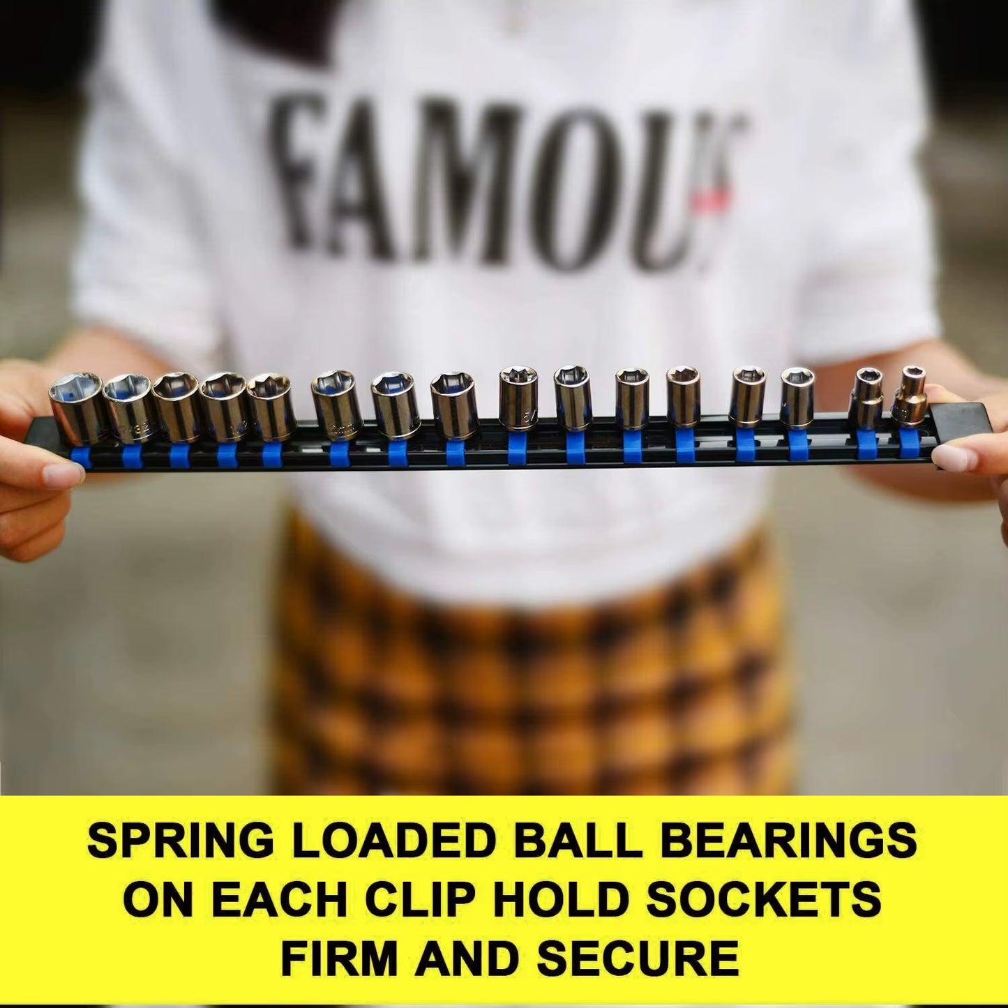 6 Set 1/2" 3/8" 1/4" Socket Organizer Tool Holder Sleeve Socket Storage Rail Kit Holder Mountable Socket Organizer Rail Rack Set
