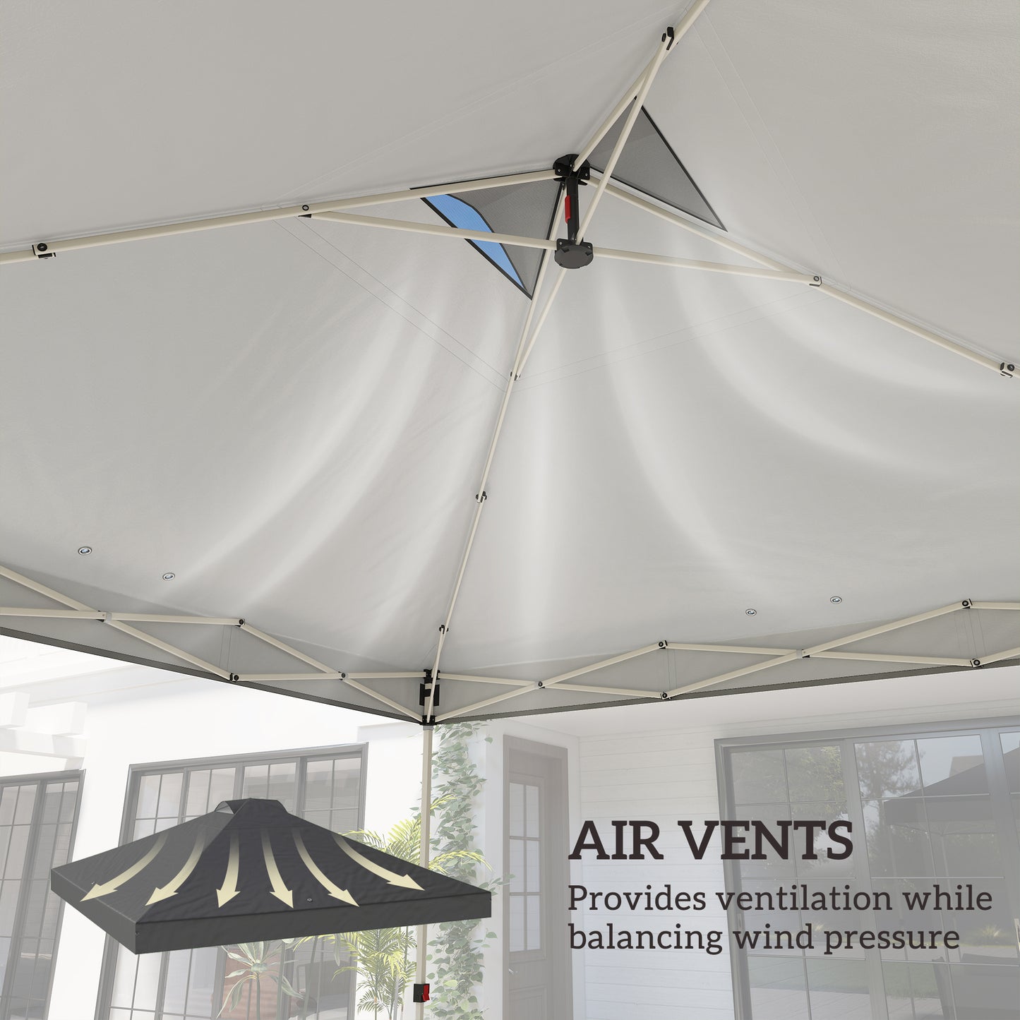 3x3m Gazebo Roof Replacement Canopy | UV50+ Waterproof | 210D Silver-Coated Oxford Fabric | Double Vented | 8 Drainage Holes | Hook & Loop | Fits 3x3m Straight-Leg Frames | Dark Grey