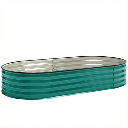 Flexible Galvanised Steel Raised Garden Bed | Safety Rubber Edging | Open Bottom | Configurable Round Oval or Oblong | 180x90x30cm | For Flowers Herbs & Succulents | Light Green