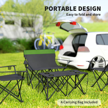 Outsunny Four-Piece Portable Camping Picnic Table Set - Green