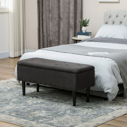 47L Teddy Fleece Storage Ottoman - Dark Grey