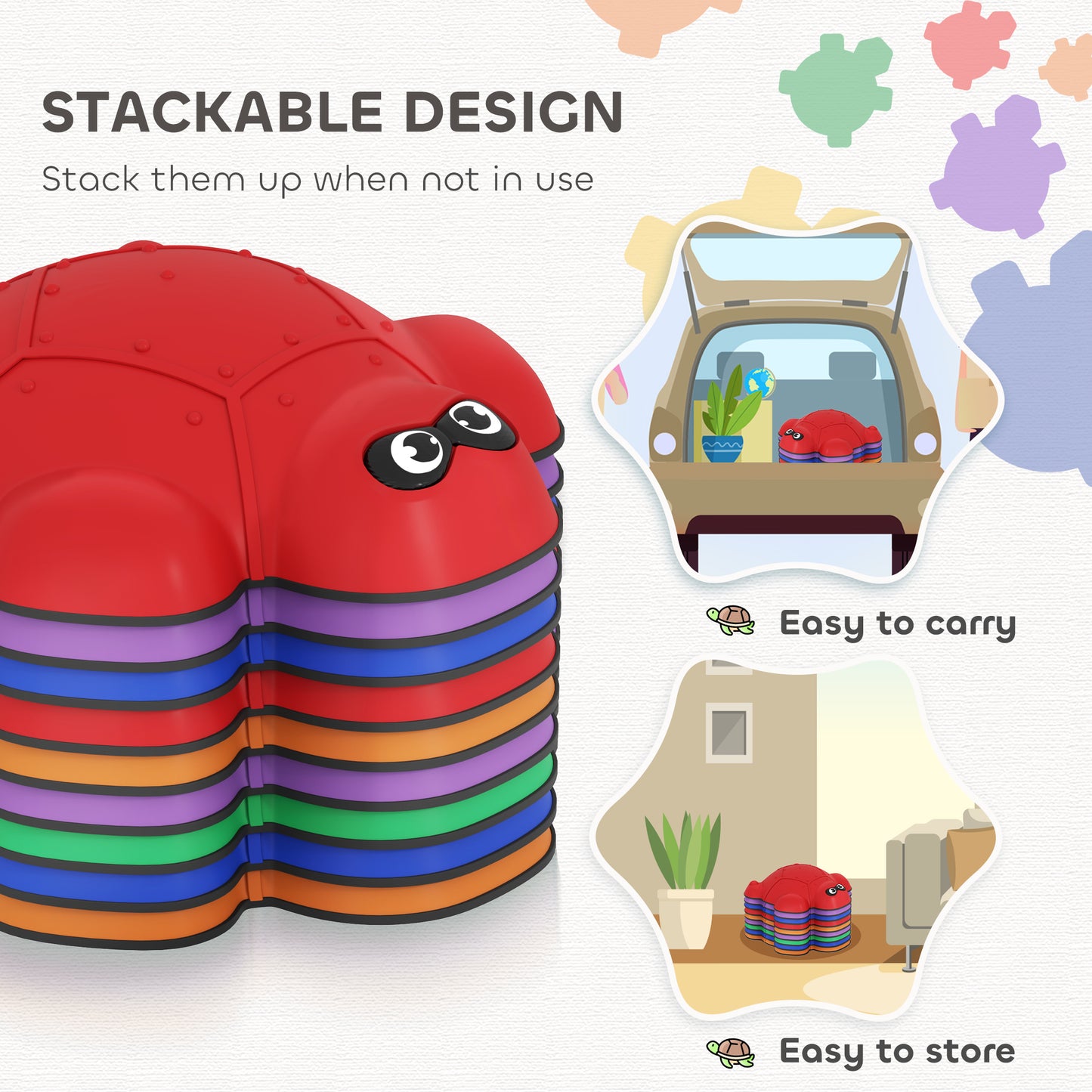 AIYAPLAY 9 Piece Balance Stepping Stones with Non-slip Edge, Indoor Outdoor Obstacle Courses for Kids Ages 3-8 Years, Multicoloured