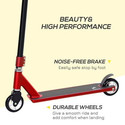 Stunt Scooter, 360° Entry Level Tricks Scooter w/ Lightweight Aluminium Deck and ABEC 7 Bearing, For Age 14+ Beginners, Red / Purple