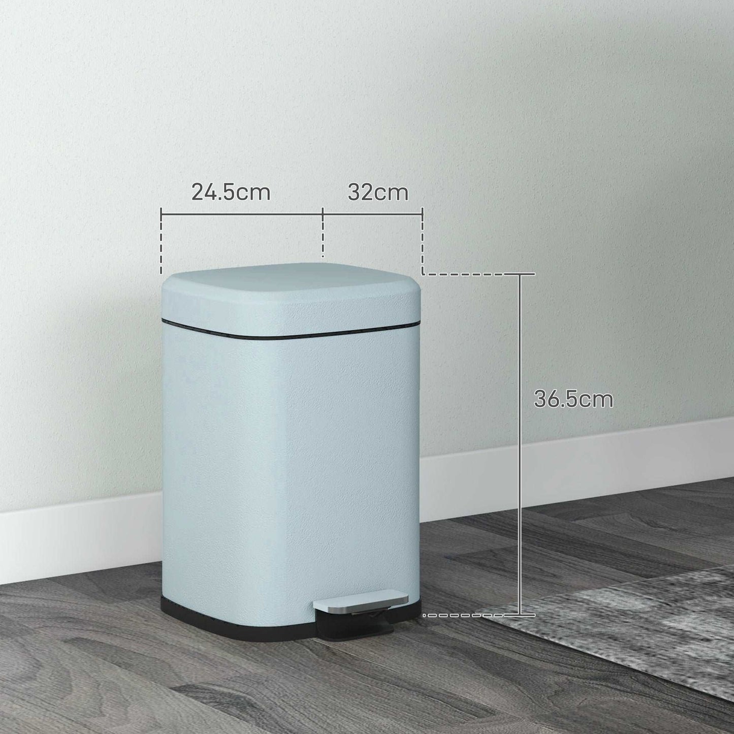 12 Litre Pedal Bin, Fingerprint Proof Kitchen Bin with Soft-close Lid, Metal Rubbish Bin with Foot Pedal and Removable Inner Bucket, Light Green