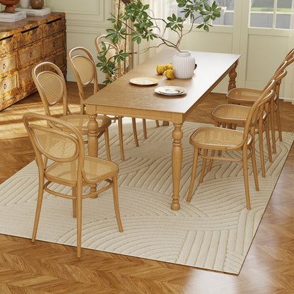 Modern Geometric Jacquard Rug | 15mm Plush Pile | Non-Slip Cotton-Polyester Backing | Reinforced Edges | 230x160cm | Cream