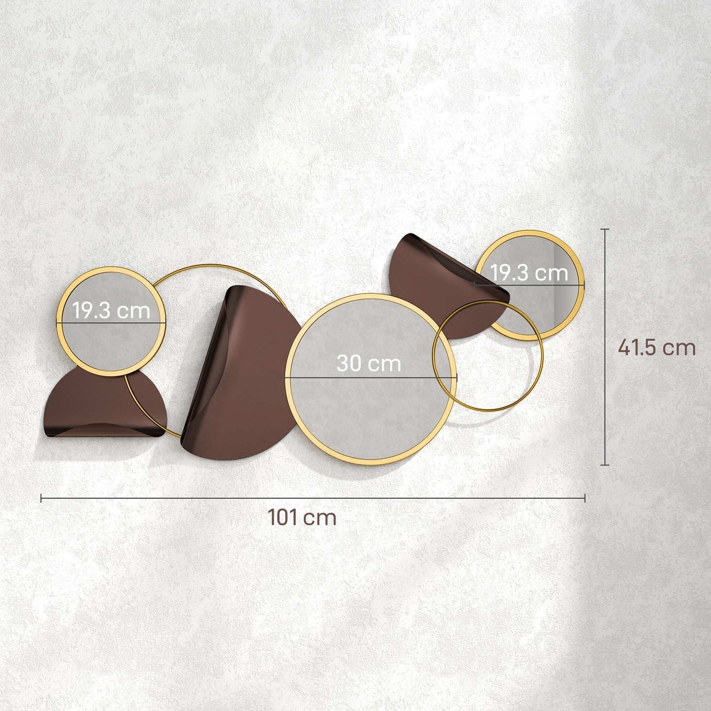 Metal Wall Art, Modern Decorative Mirror Decor, Hanging Home Wall Decoration for Living Room Bedroom Dining Room, Gold Tone