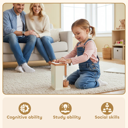AIYAPLAY Kids Wooden Coffee Machine Toy, Pretend Play Kitchen Accessories Gift for Boys and Girls Ages 3+
