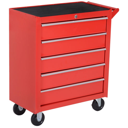Durhand Roller Tool Organiser Holder Storage Cabinet, 5 Drawers Red