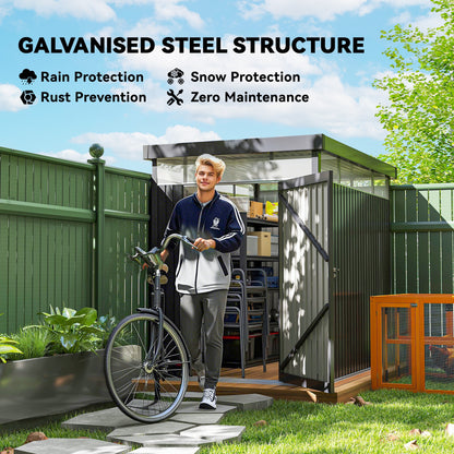 5.3 x 8.5ft Galvanised Steel Garden Shed, Metal Shed with Roof Windows, Leakage Holes and Lockable Wide Door for Outdoor Patio Tool Storage