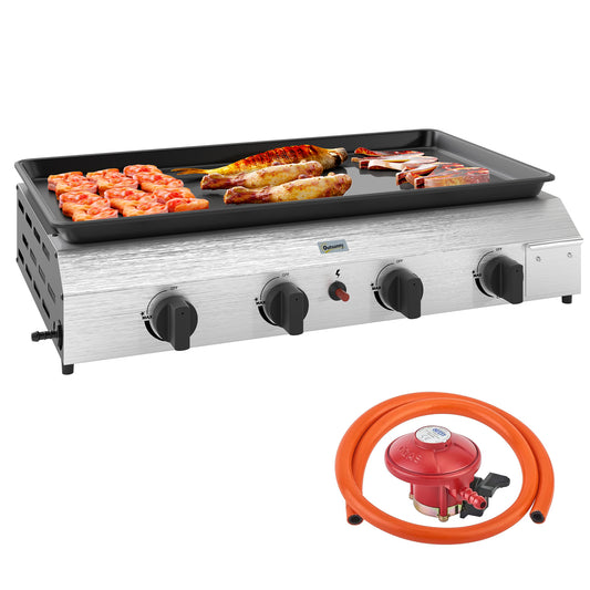 Outsunny Four Burner Portable Gas Grill For Camping Outdoor Cooking