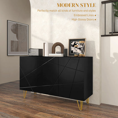 Modern Luxe High Gloss Sideboard, with Hairpin Legs - White