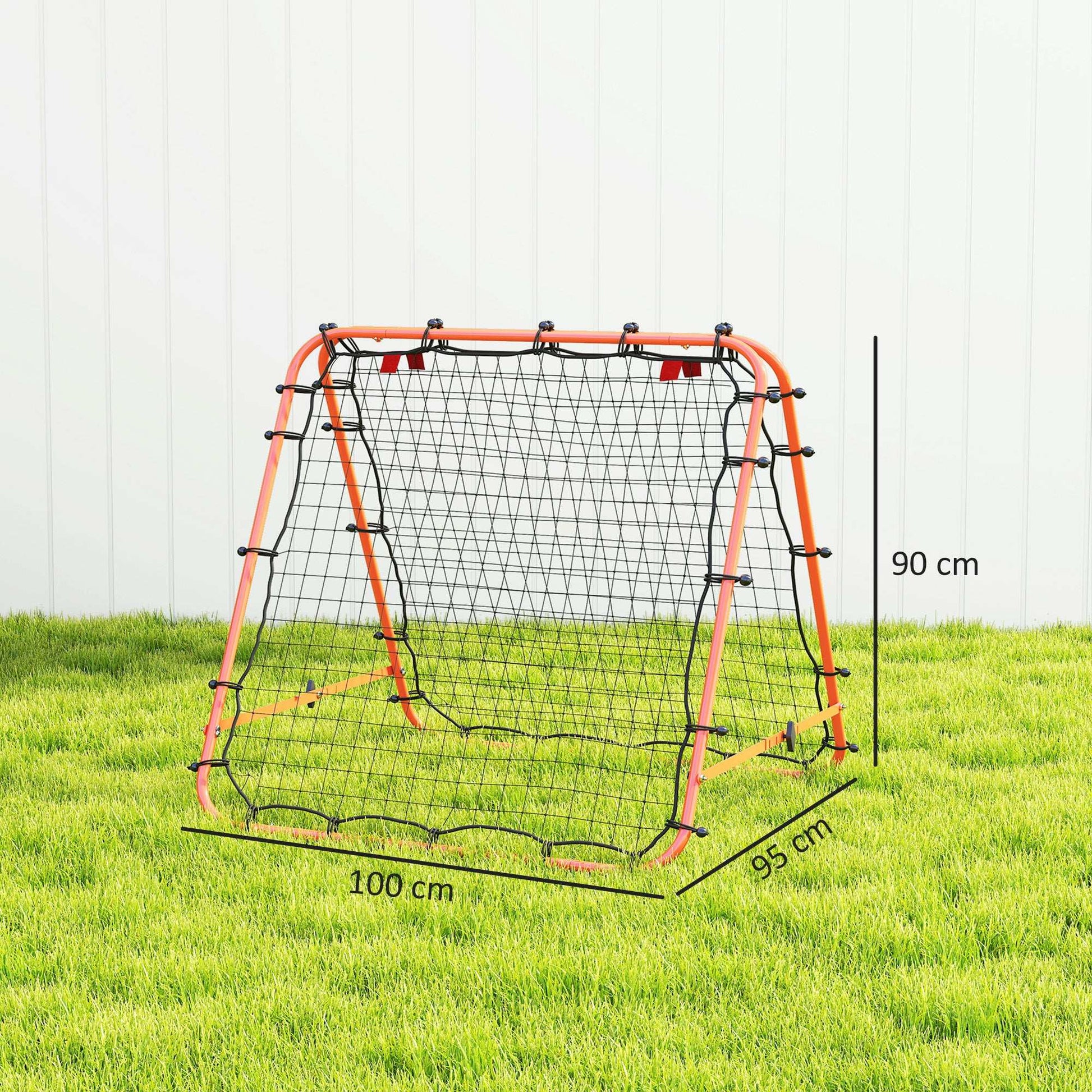 Double Sided Football Rebounder Net, Football Rebound Goal with Five Adjustable Angles, Orange