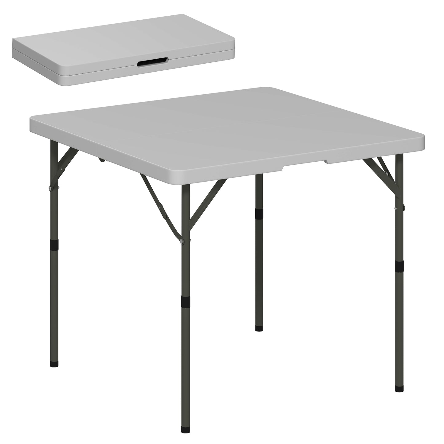 3ft Folding Camping Table, Heavy Duty Picnic Table with 2 Adjustable Height for Indoor Outdoor Garden, Party, BBQ, Dark Grey