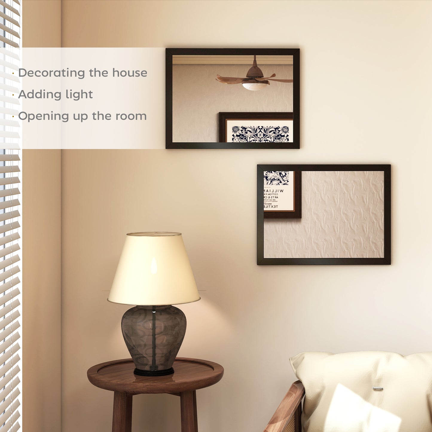 Set of 2 Wall Mirrors | Black Frame | 30 x 40 cm