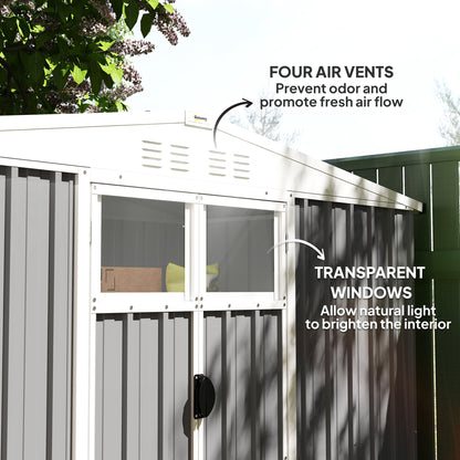 Outsunny 8 x 4 ft Metal Garden Shed, Garden Storage Shed with Window, 4 Vents and Lockable Door, Waterproof Galvanised Steel Tool Storage Shed