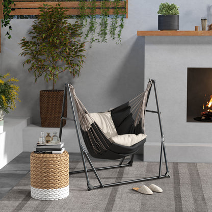 2-in-1 Foldable Hammock Stand | Hammock Net & Chair Stand | Powder-Coated Steel | 120kg Capacity | Carry Bag Included | Indoor & Outdoor | 263 x 89 x 100cm | Black