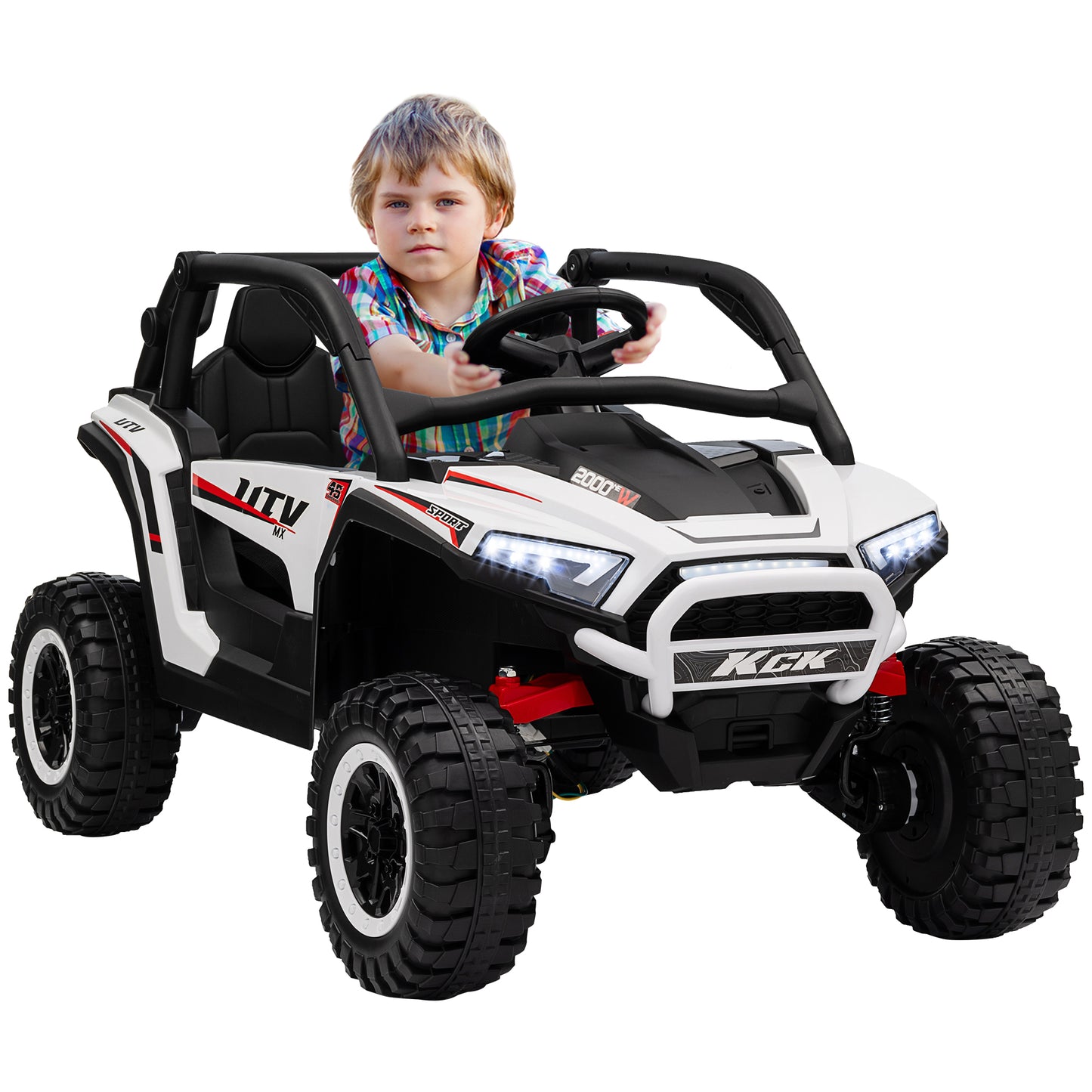 AIYAPLAY 2 Seater 24V 7AH Ride on Truck, Battery Powered Electric Ride On Car w/ Remote, Suspension, 3 Speeds - Pink / White